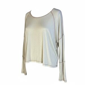 We The Free Linen Blend Long Sleeve Top in Ivory Beige Size Medium